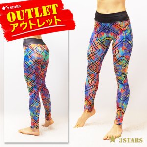 ３STARS(スリースターズ) ｜【OUTLET】サイケカラー デザインレギンス レディース クール ヨガウェア スポーツウェア 3S-OL015：メイン画像